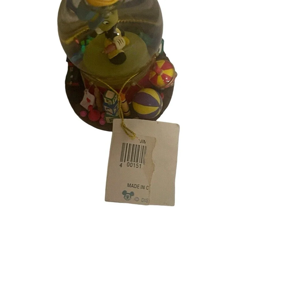 Vintage Disney Jiminy Cricket Collectible Mini Snow Globe Christmas Ornament Tag